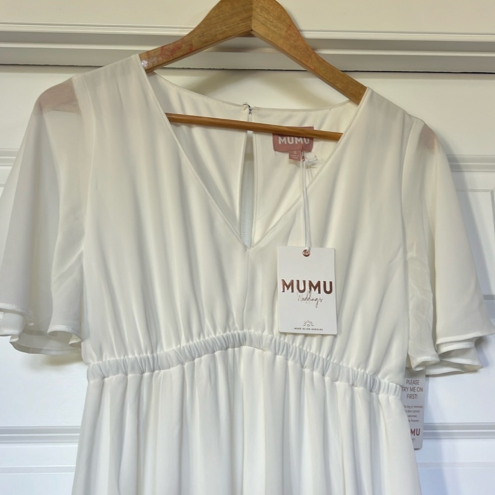 NEW SHOW ME YOUR MUMU Emily Empire Maxi Dress off white sz S - Picture 5 of 6